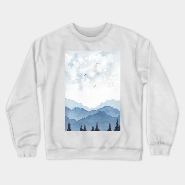 Watercolor mountains Crewneck Sweatshirt by RosanneCreates